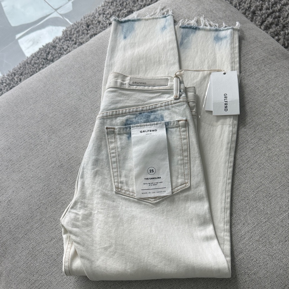 GRLFRND Cream and Blue Denim